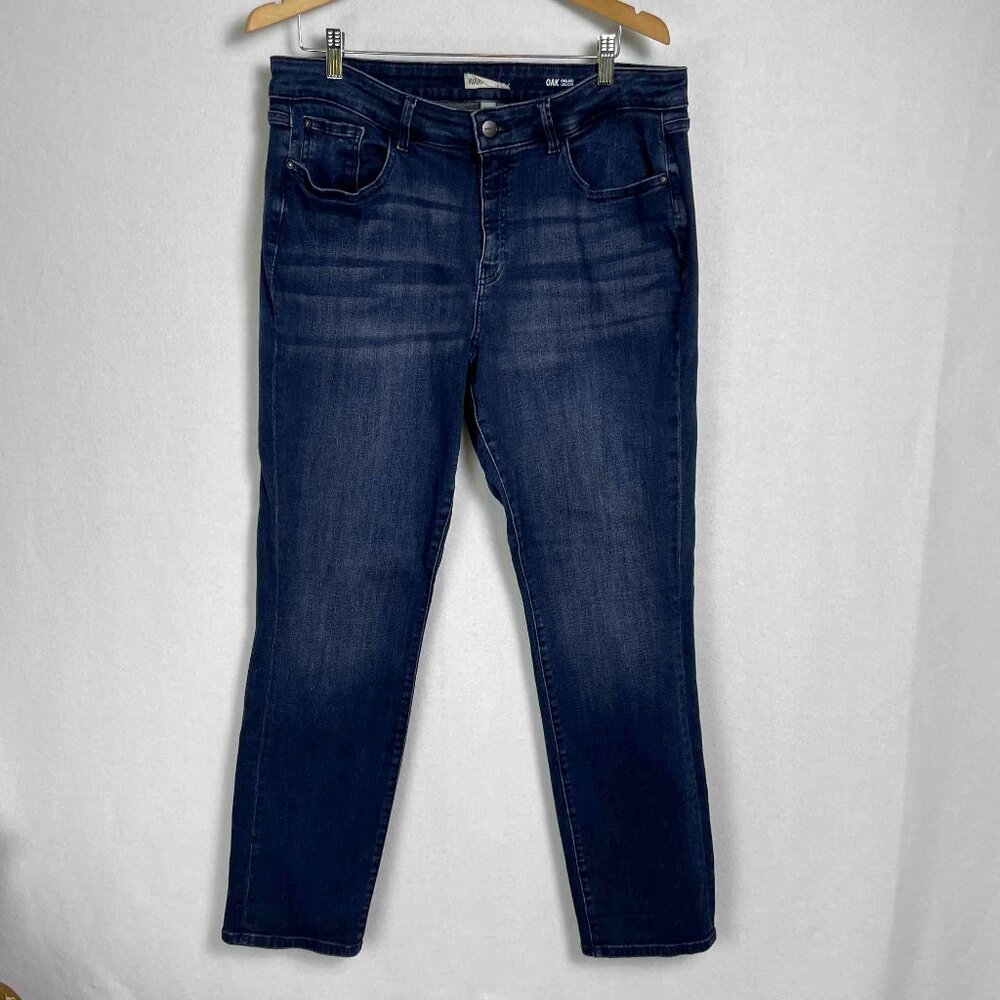 WARP + WEFT Oak Oakland Straight Leg Womens Jeans Dark Wash with Stretch Size 16